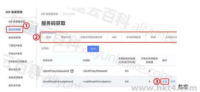 阿里云服务器备案服务码获取