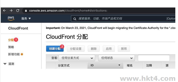 亚马逊AWS CDN Cloudfront